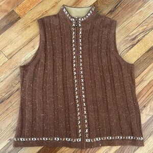 Woolrich Knit Sleeveless Vest Mock Neck Fleece Cottagecore Eclectic Grandpa XL